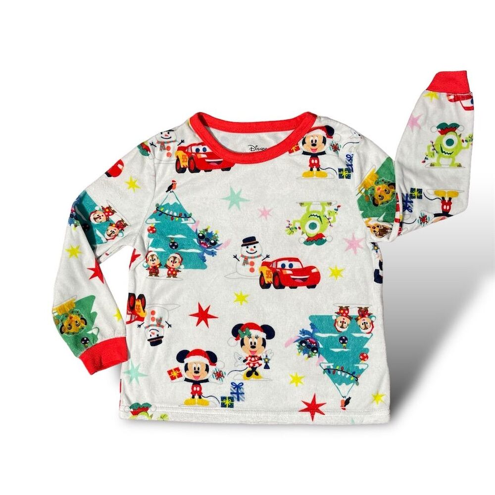 Disney Pixar 100th Anniversary Kids Pajama Top XS Mickey Lightning McQueen